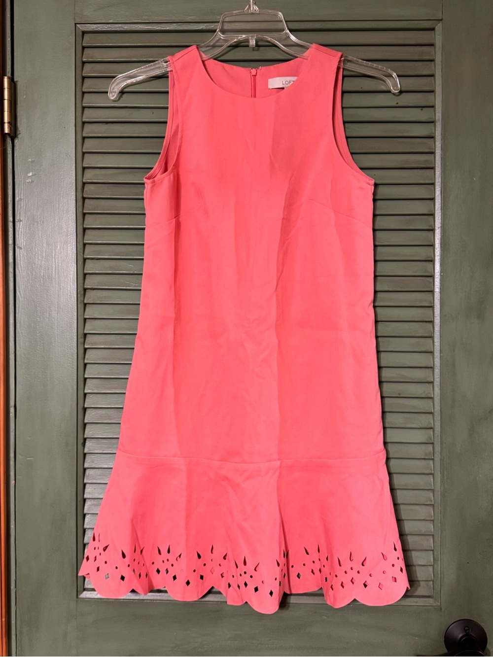 LOFT Coral Sleeveless Laser-Cut Hem Dress